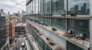 Pigeon Roosting on Office Ledges